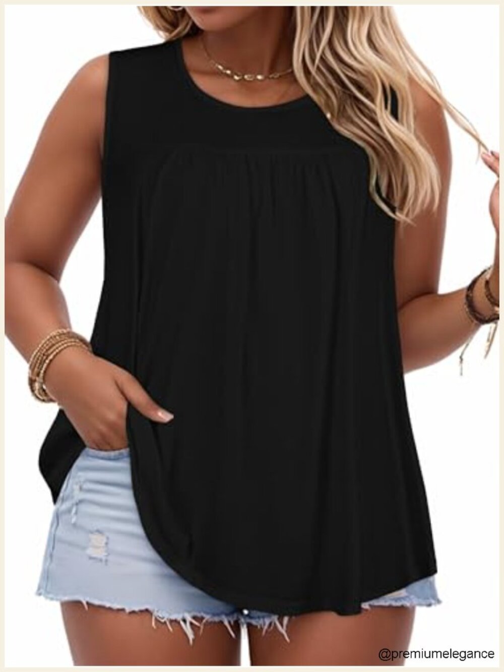 Plus Size Sleeveless Tank Top Loose Fit Crewneck Tunic Tee Casual Summer